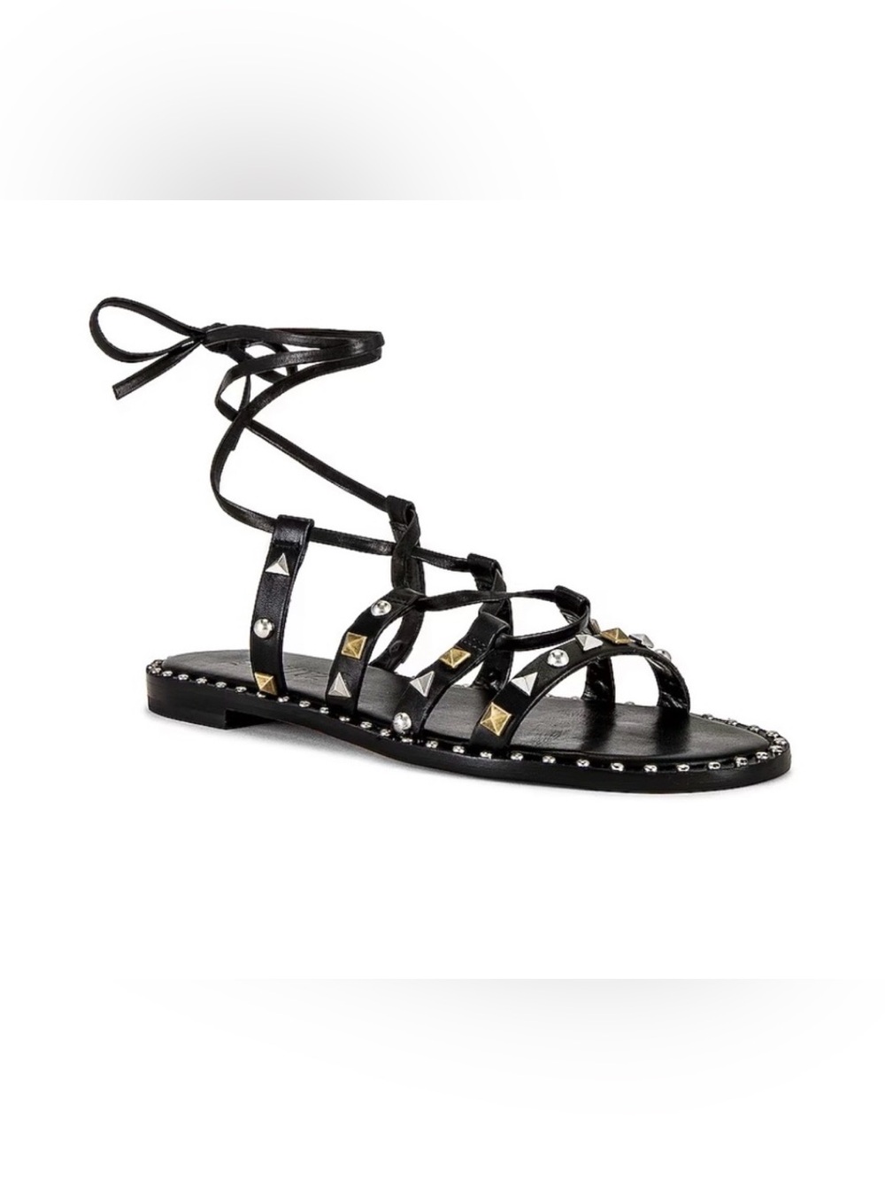 SCHUTZ McKeena Black Studded Lace-Up Gladiator Sandals Size 11